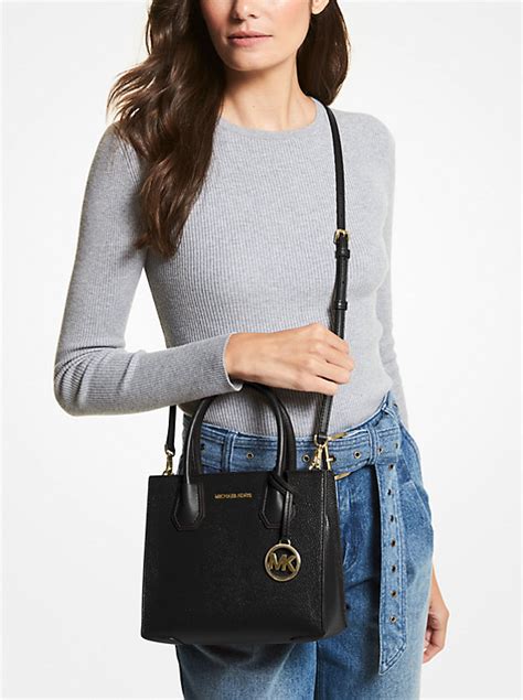 michael kors pebbled leather convertible crossbody black|Michael Kors mercer leather bag.